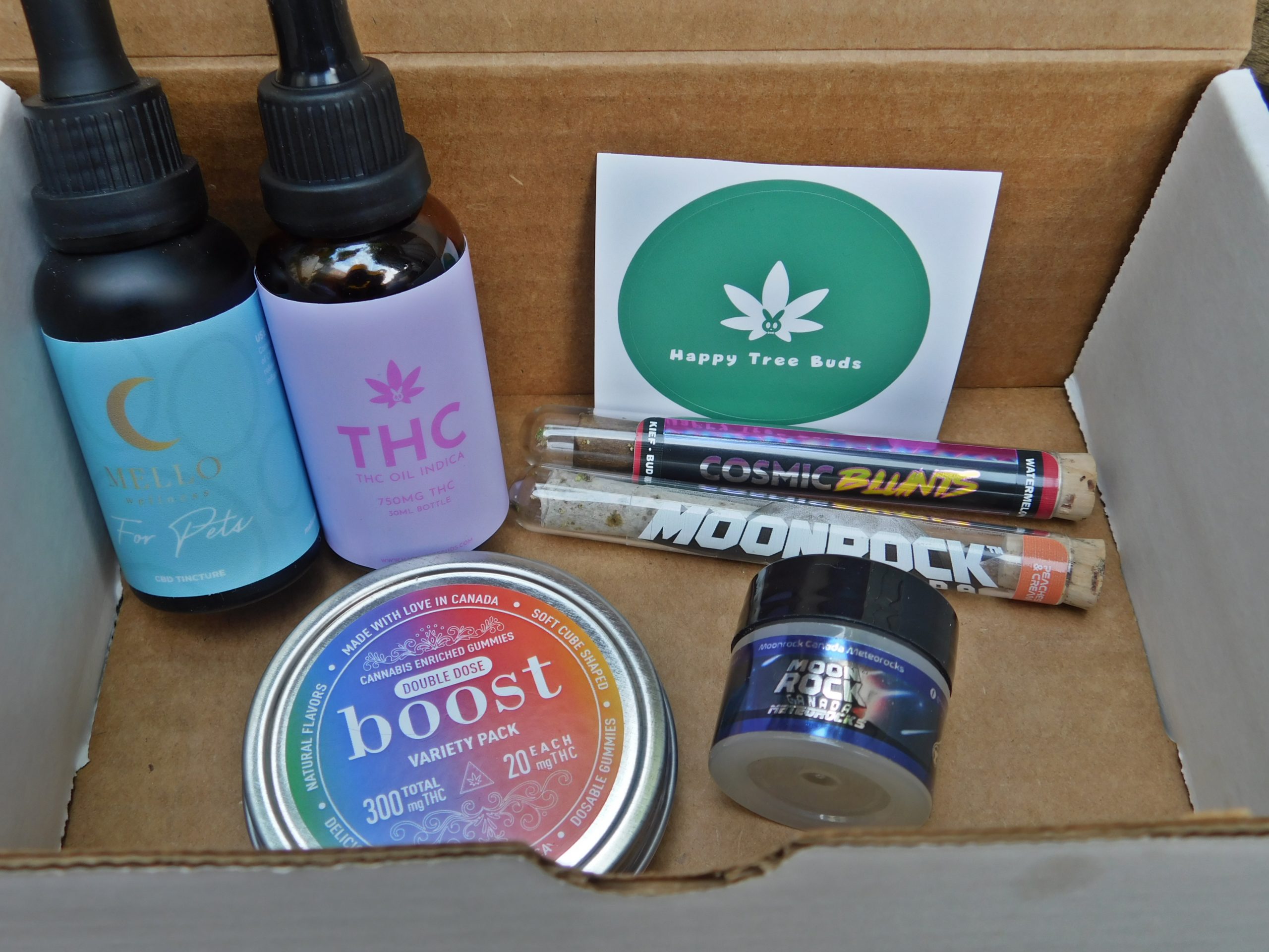 Happy Tree Buds Mystery Box Review: THC Tincture, Gummies, Flower & more!