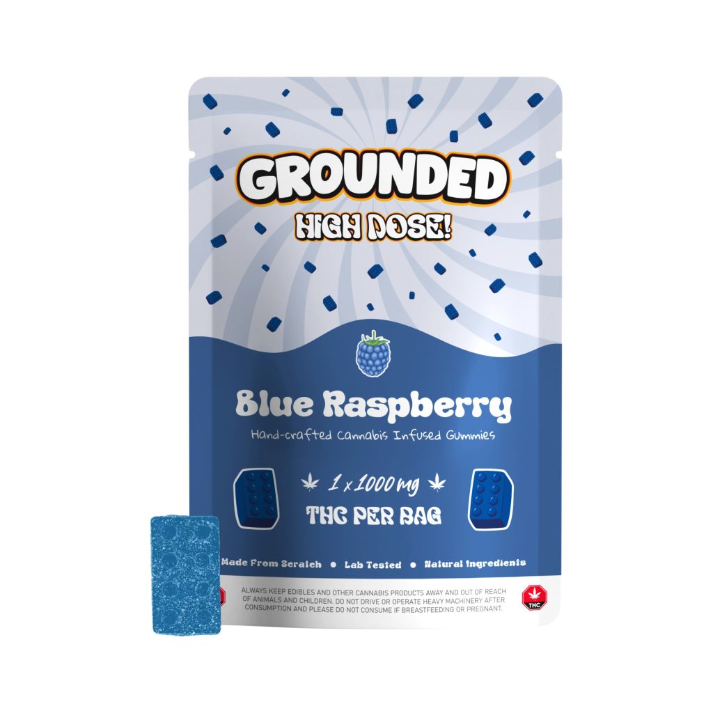 Grounded High Dose Bricks Blue Raspberry 1000mg - Happy Tree Buds